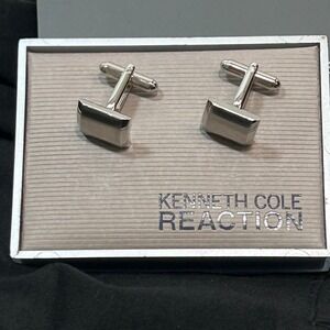 Kenneth‎ Cole REACTION Silver Tone Rectangular Cufflinks with Box